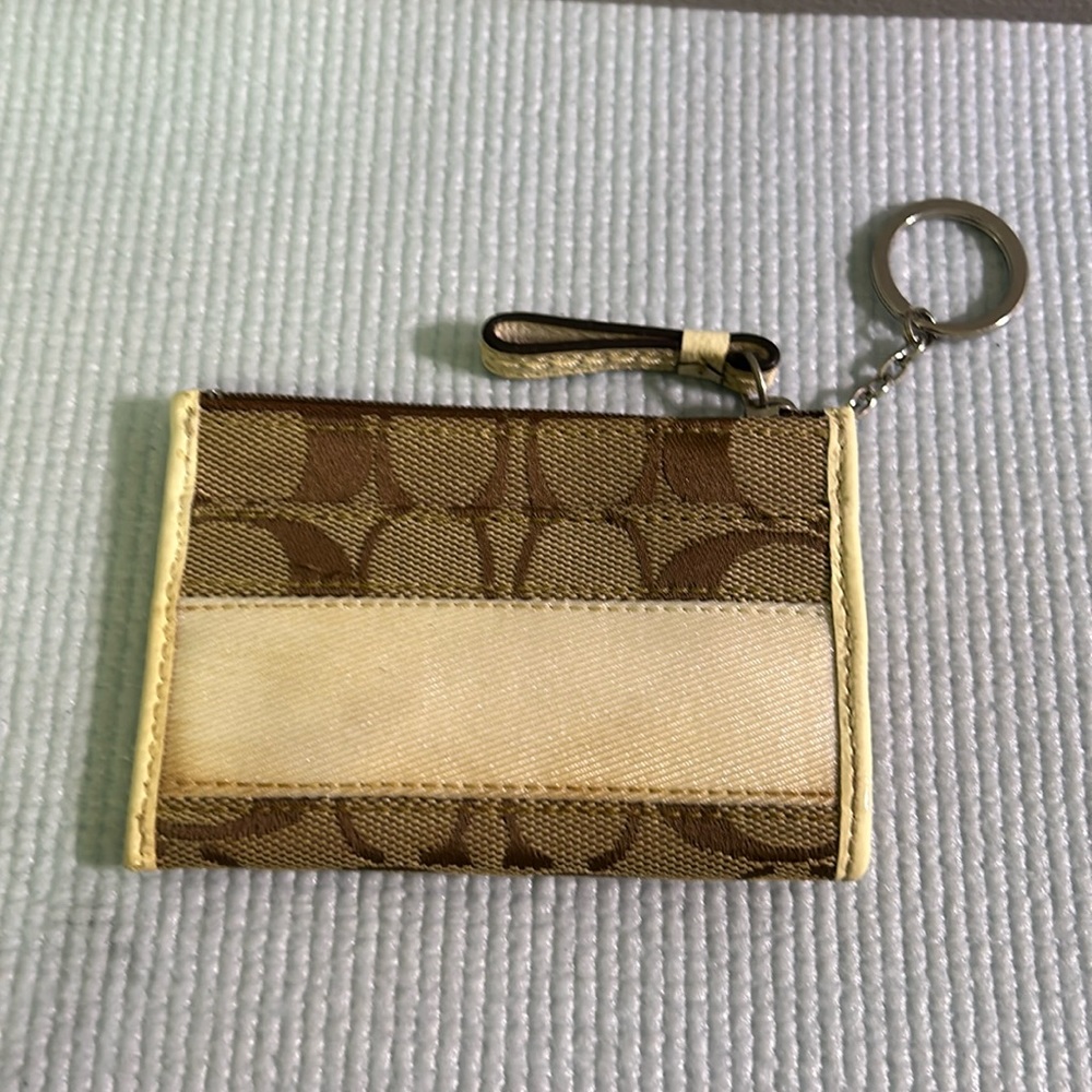 COACH Signature Silver Keychain Pouch Change Purse Wallet